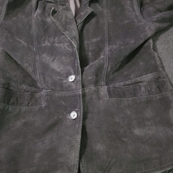 Diversity Womens Genuine Leather Black Size M Leather Long Sleeve Two Button - Picture 9 of 12